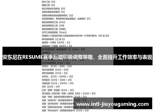 安东尼在RESUME赛季后期积极调整策略，全面提升工作效率与表现